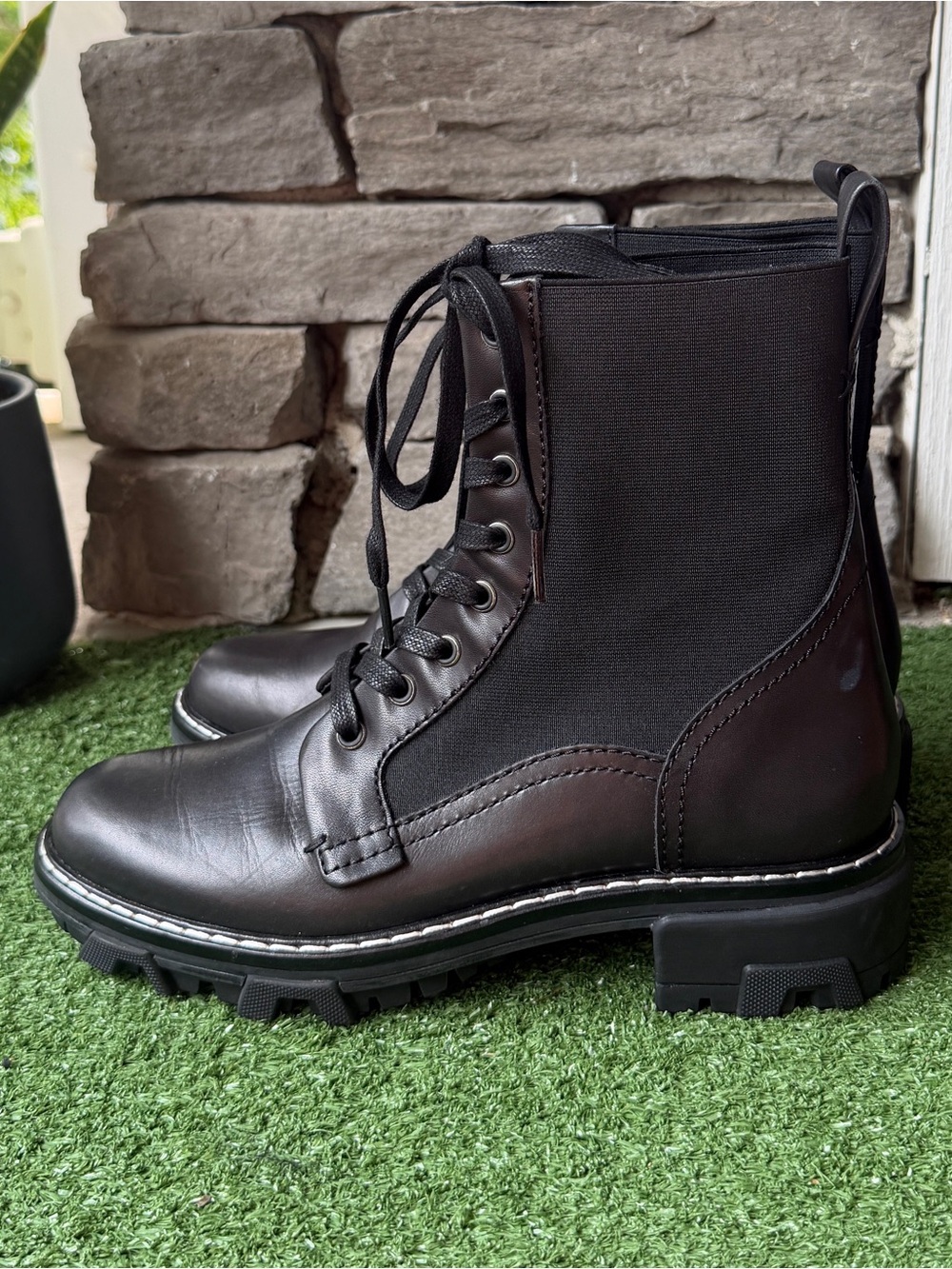 Rag & Bone Shiloh Black Leather Women’s Combat Boots